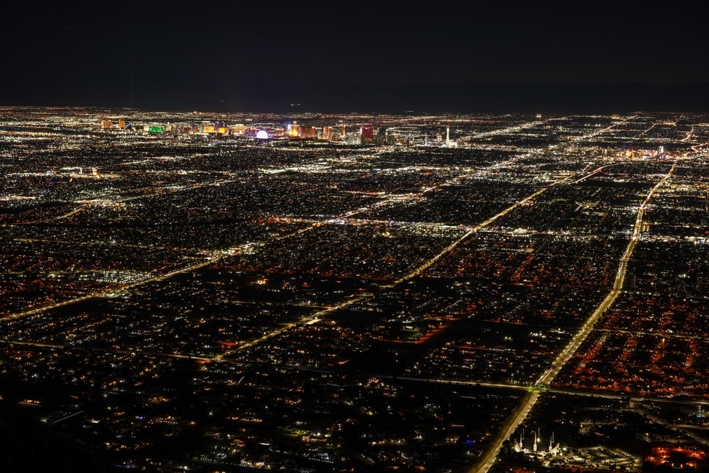 An aerial view of the vegas city