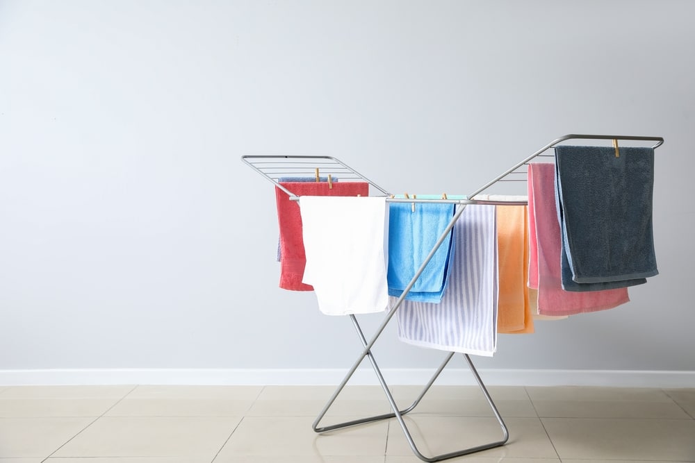 A view of clothes hung on a rack