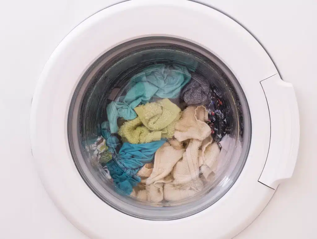 Clothes spinning inside a spinner