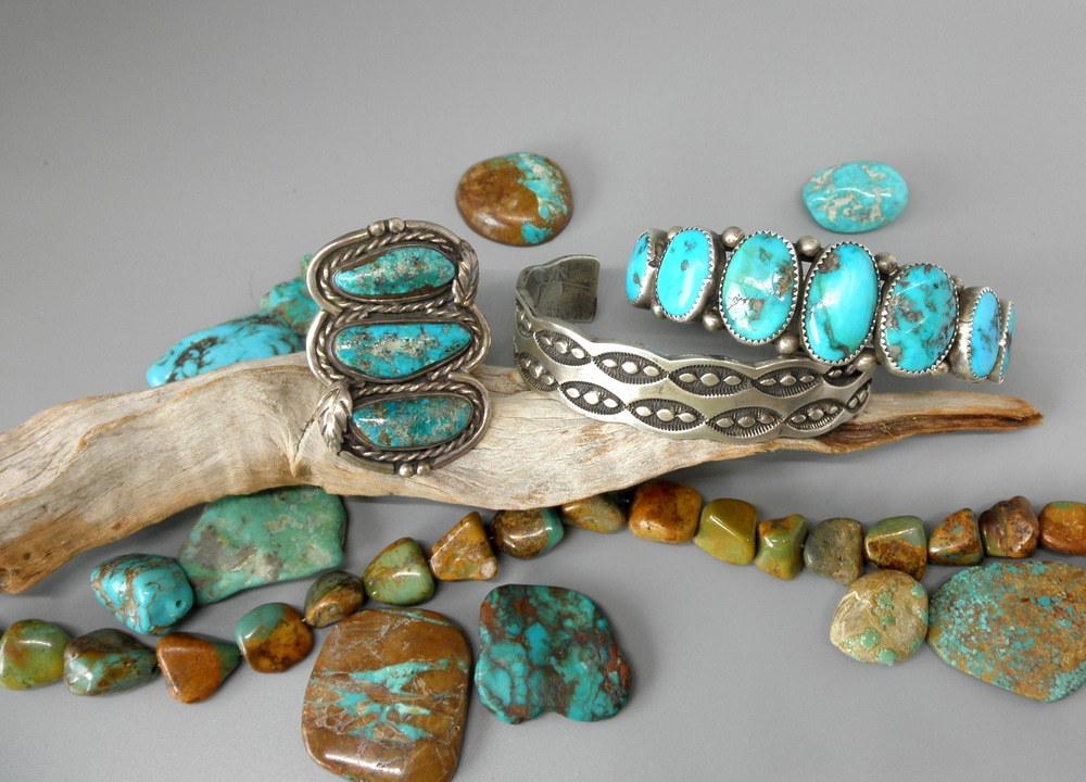 Turquoise jewelry display with large ring