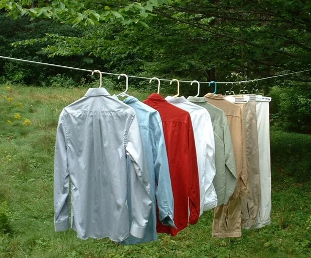 several shirts on hangers