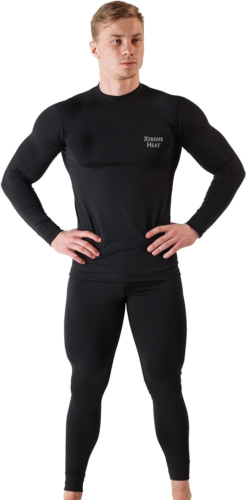 A view of a guy wearing a fit black gym base layer