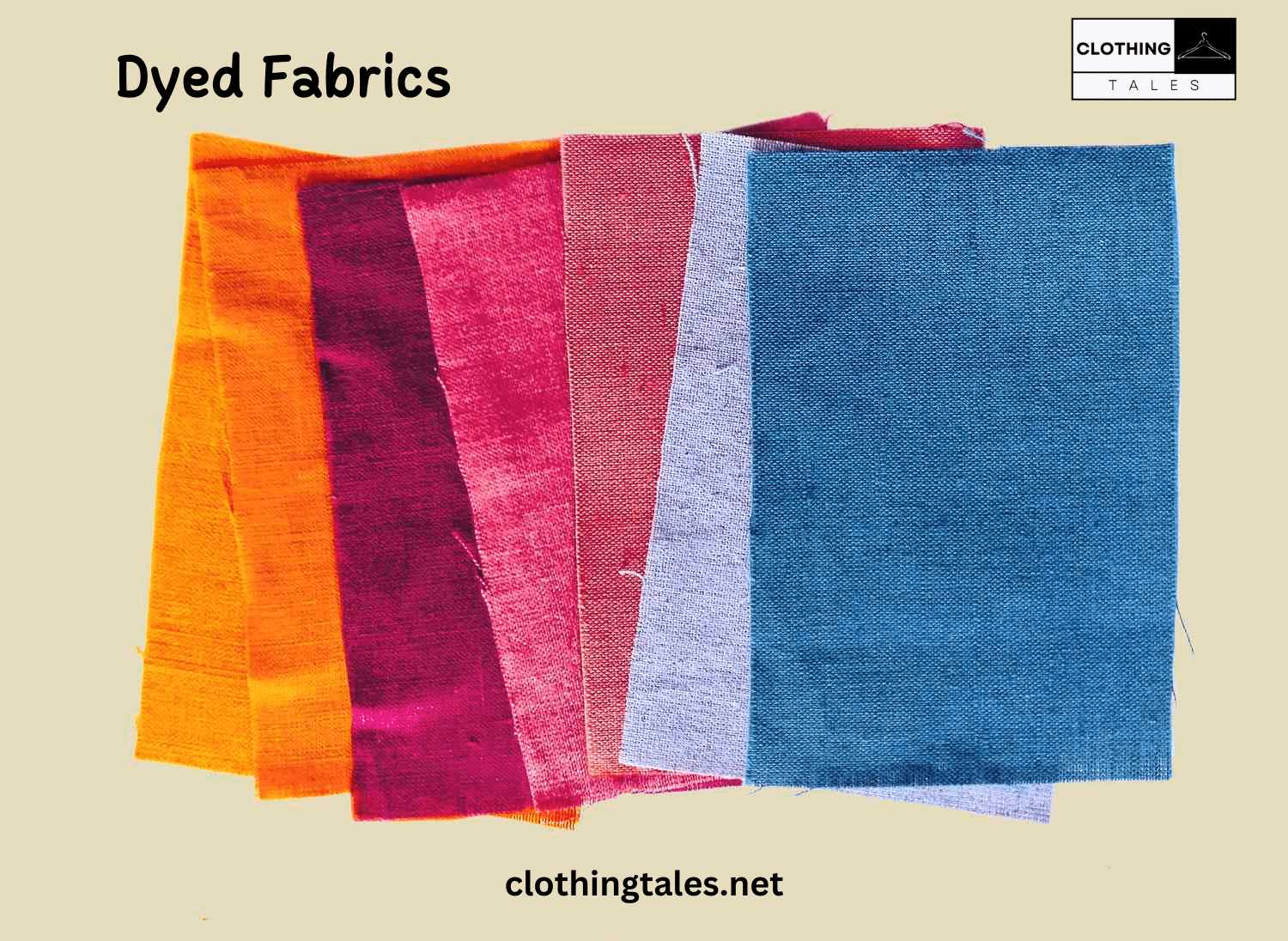 Dyed Fabrics on beige background