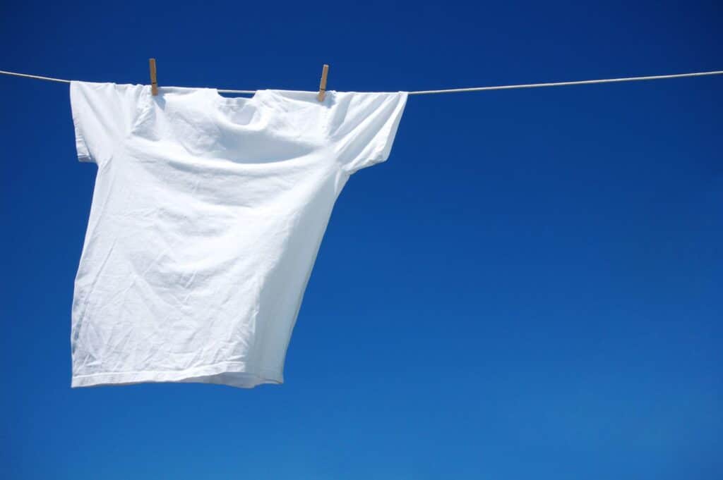 shirt haning on a rope for drying