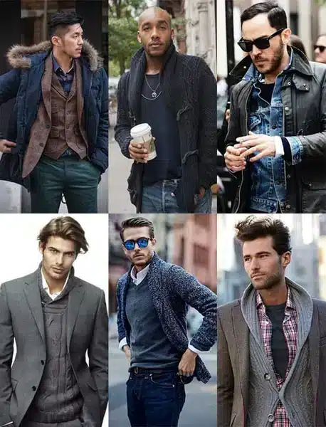 men wearing winter coats and jackets