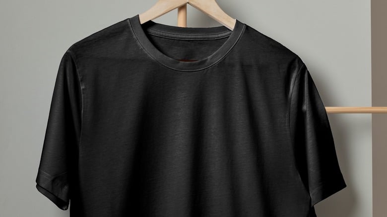 Black Shirt Template With Hanger And Dressing Room Background