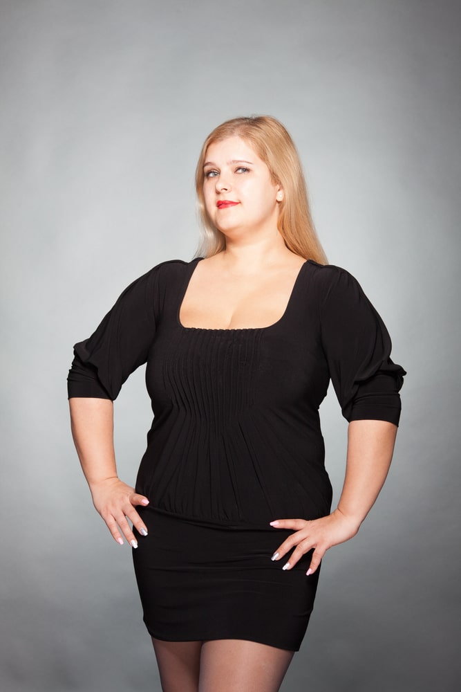 Beautiful Fat Woman In Short Black Dress