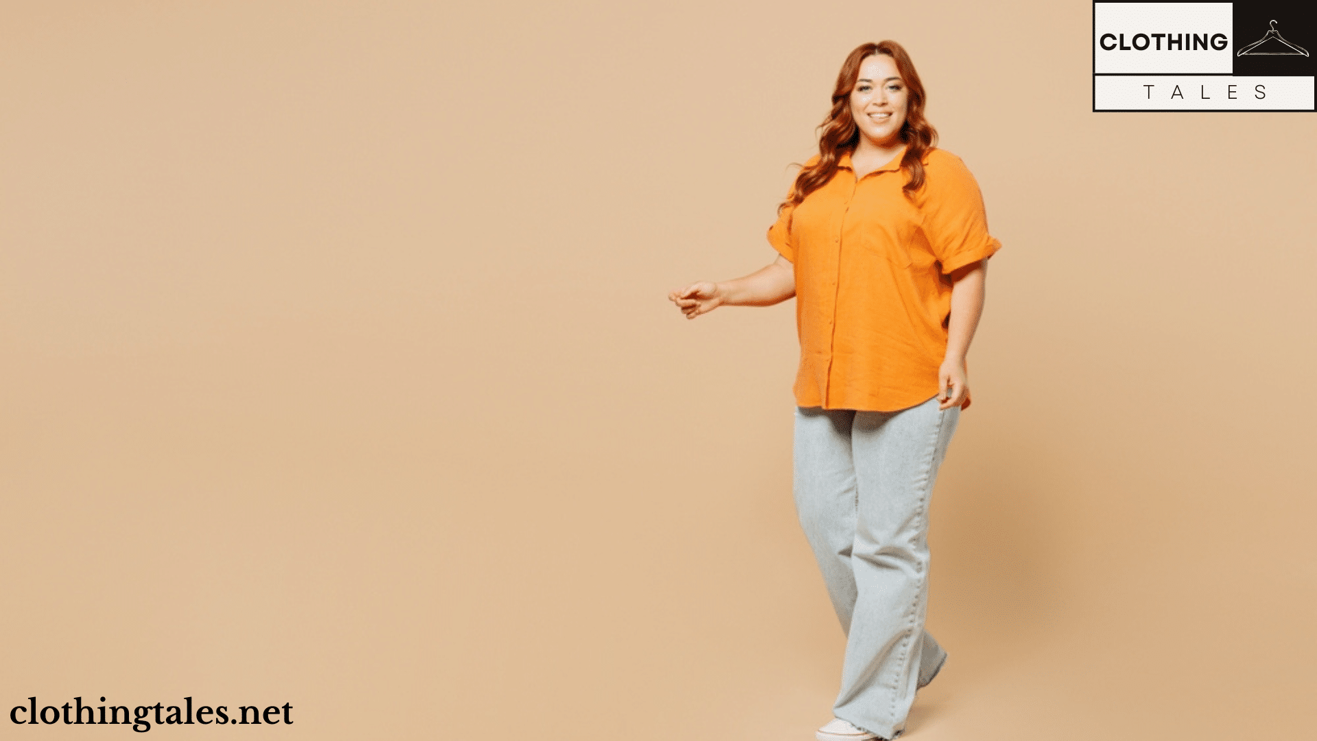 a women wearing orange shirt and pent